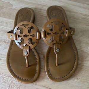 Tory Burch Tan Leather Miller Sandals